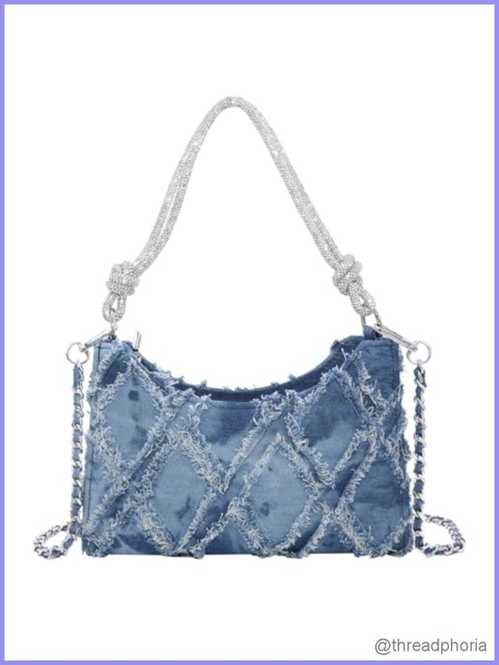 Rhinestone Handle Evening Clutch Crossbody Bag Detachable Chain Strap
